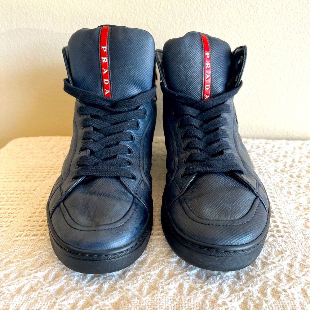 PRADA Mens High Top Sneakers Blue fits like 9 in men's